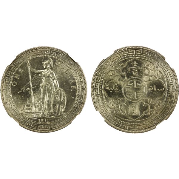 GREAT BRITAIN: AR trade dollar, 1911-B, NGC MS63