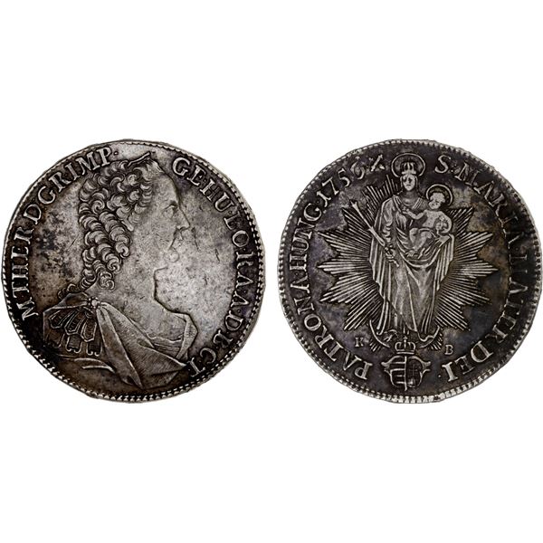 HUNGARY: Maria Theresa, 1740-1780, AR thaler, 1756-KB, VF