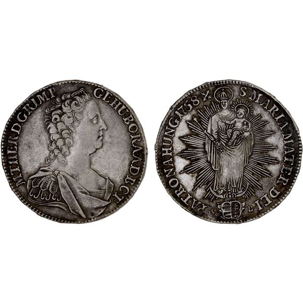 HUNGARY: Maria Theresa, 1740-1780, AR thaler, 1758-KB, VF