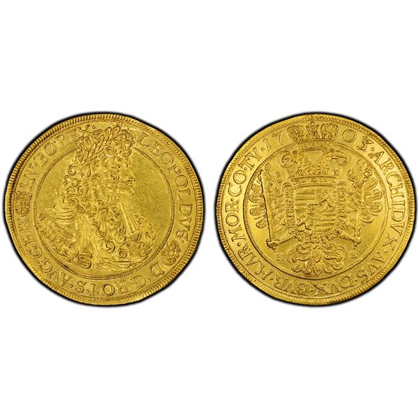 HUNGARY: Leopold I, 1657-1705, AV 5 ducats (17.31g), Nagybánya, 1803, PCGS AU details