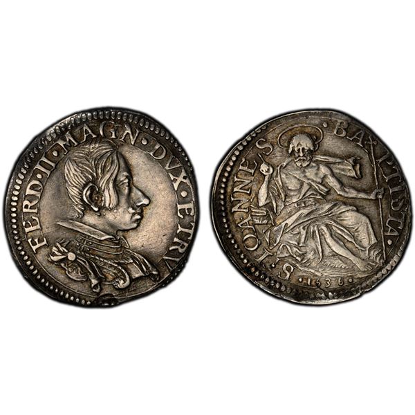 ITALY: FLORENCE: Ferdinando II, 1621-1670, AR testone, PCGS AU58