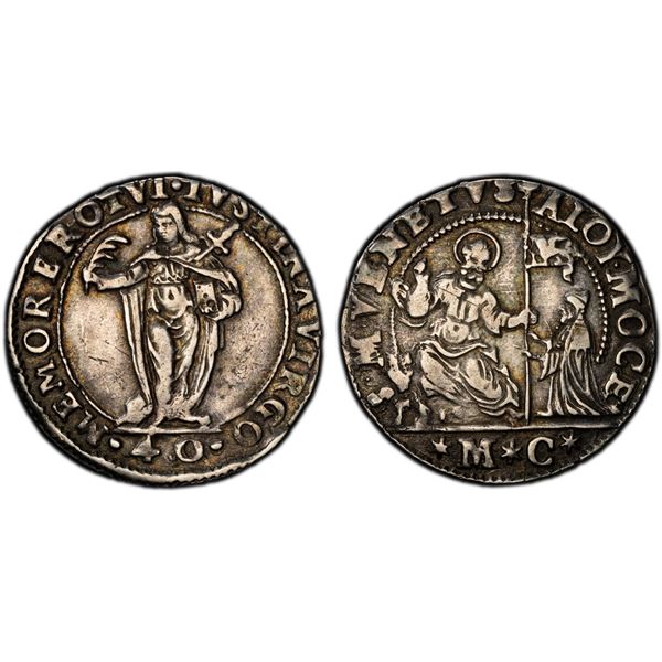 ITALY: VENICE: Alvise I Mocenigo, 1570-1577, AR 40 soldi, PCGS EF40