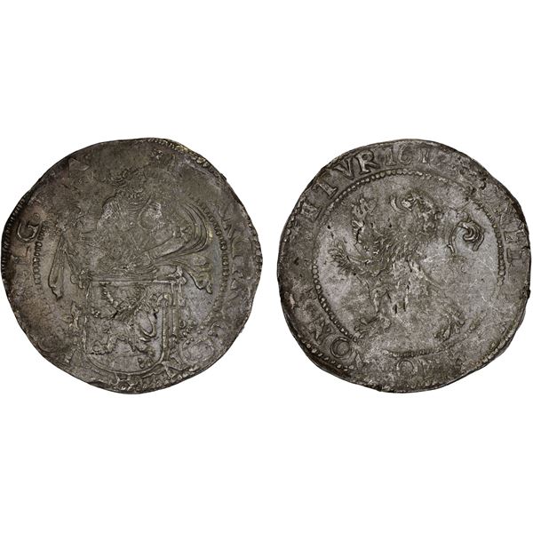 NETHERLANDS: Dutch Republic, AR 1/2 daalder, Utrecht, 1617, XF