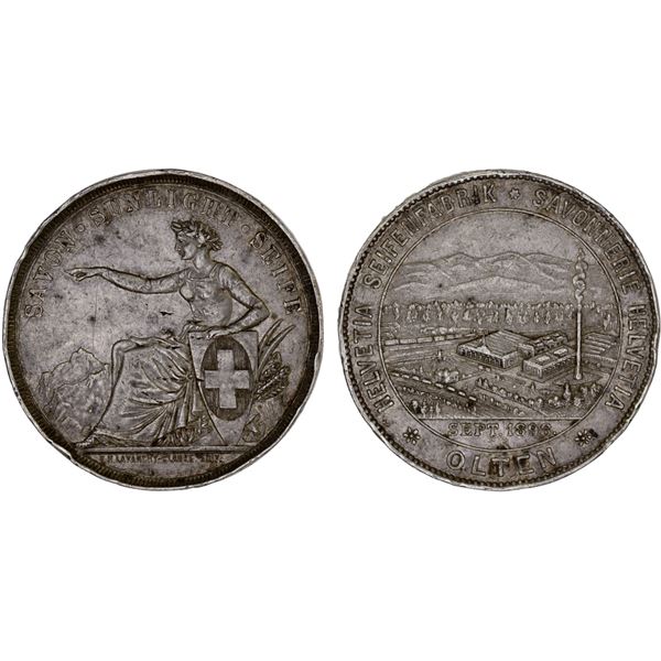 SWITZERLAND: SOLOTHURN: Canton, AR medal (24.99g), 1898, VF-XF