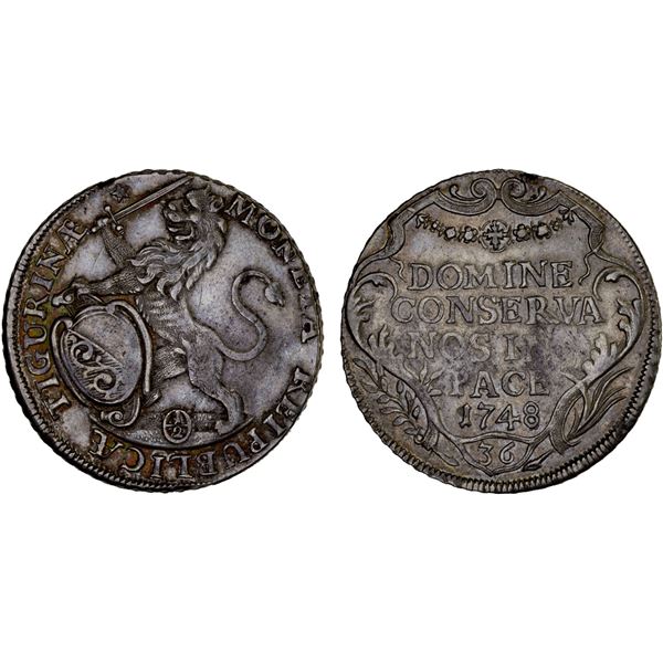 SWITZERLAND: ZÜRICH: Canton, AR 1/2 thaler (halbtaler, gulden, 36 schilling), 1748, VF-XF