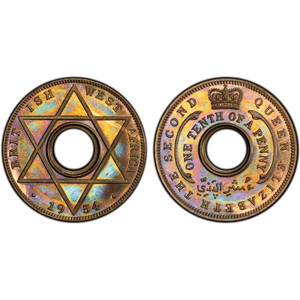 BRITISH WEST AFRICA: Elizabeth II, 1952-1958, AE 1/10 penny, 1954, PCGS PF64 BN