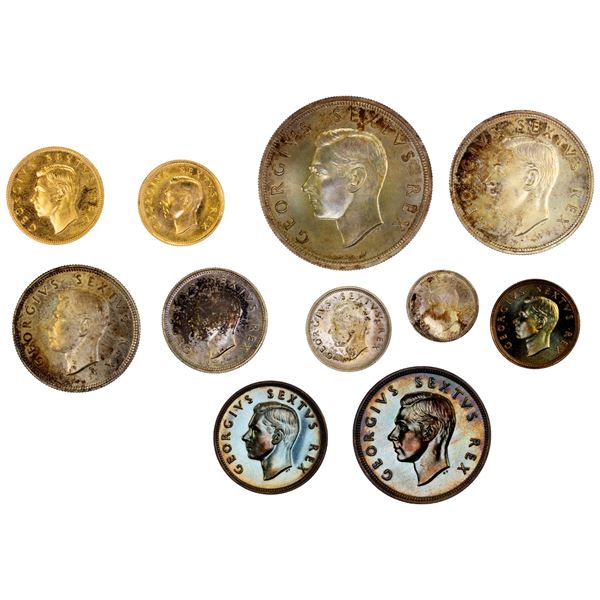SOUTH AFRICA: George VI, 1936-1952, 11-coin proof set, 1952