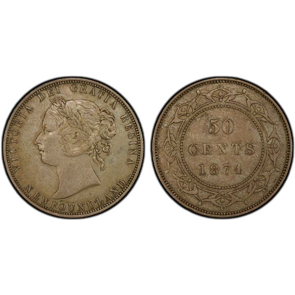 CANADA: NEWFOUNDLAND: Victoria, 1855-1901, AR 50 cents, 1874, PCGS EF45