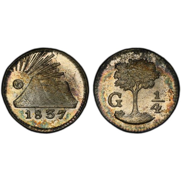 CENTRAL AMERICAN REPUBLIC: AR 1/4 real, 1837-G, PCGS MS67