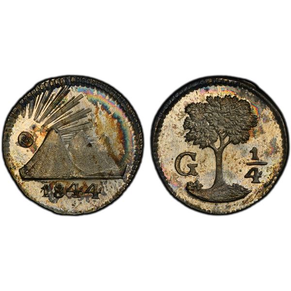 CENTRAL AMERICAN REPUBLIC: AR 1/4 real, 1844-G, PCGS MS66