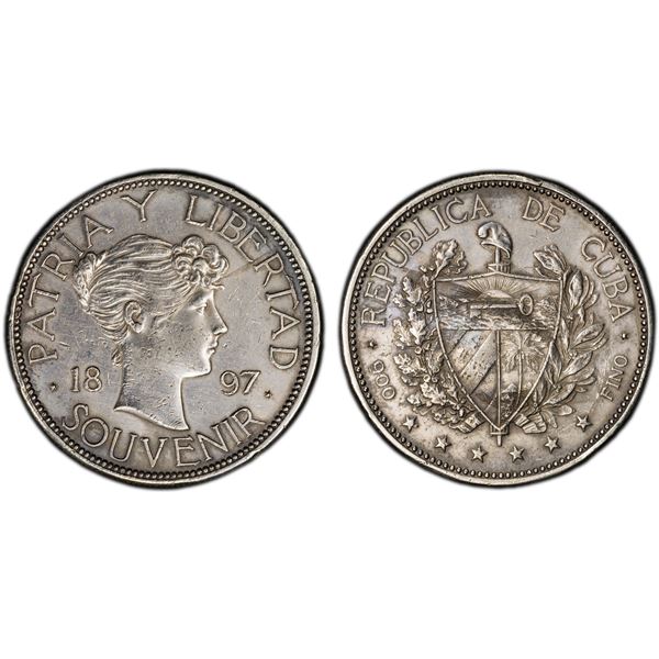 CUBA: Republic, AR souvenir peso, 1897, PCGS XF details
