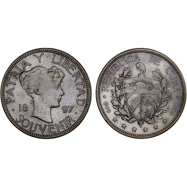 CUBA: Republic, AR souvenir peso, 1897, F-VF