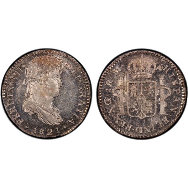 GUATEMALA: Fernando VII, 1808-1821, AR real, 1821-NG, PCGS MS63