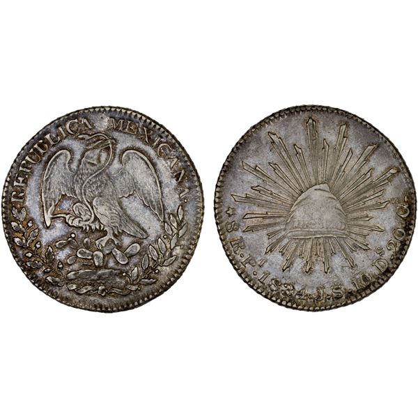 MEXICO: Republic, AR 8 reales (26.92g), 1834-Pi, XF