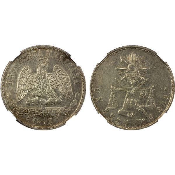 MEXICO: Republic, AR peso, 1873-Mo, NGC MS61
