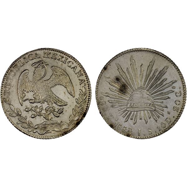 MEXICO: Republic, AR 8 reales (27.06g), 1882-Zs, Unc