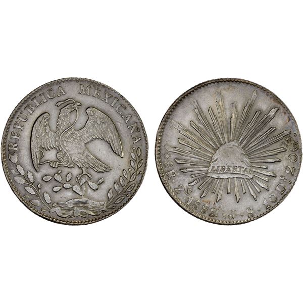 MEXICO: Republic, AR 8 reales (27.10g), 1882-Zs, Choice AU