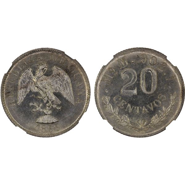 MEXICO: Republic, AR 20 centavos, 1899-Mo, NGC MS66