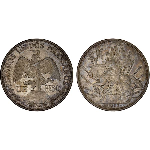 MEXICO: Estados Unidos, AR peso, 1911, XF