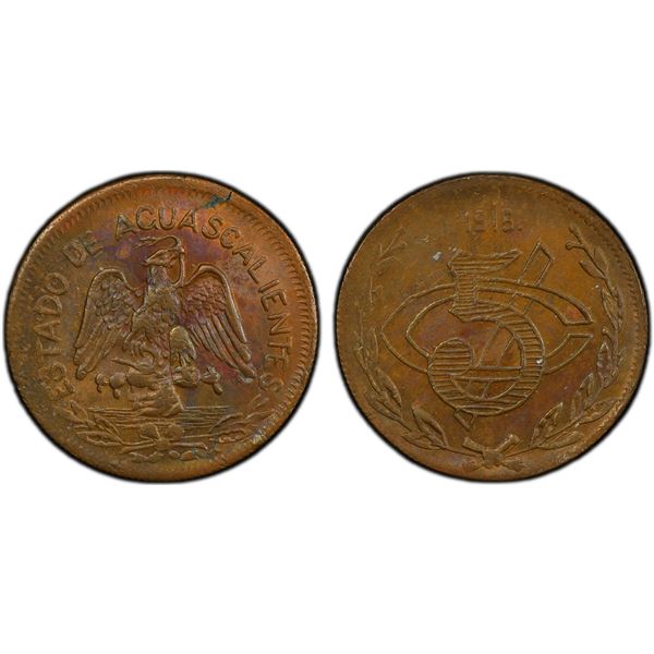 MEXICO: Revolutionary Issue, AE 5 centavos, Aguascalientes, 1915, PCGS MS62 BN