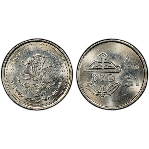 MEXICO: Estados Unidos, pattern peso, 1986-Mo, PCGS Specimen 64