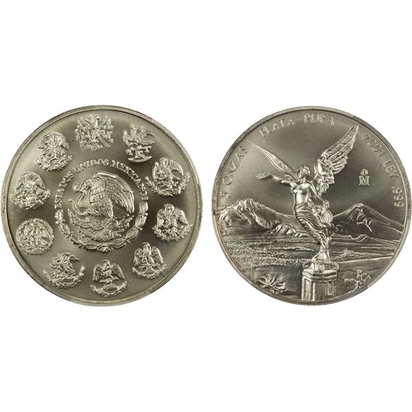 MEXICO: Estados Unidos, AR 5 onzas, 2001-Mo, PCGS MS68
