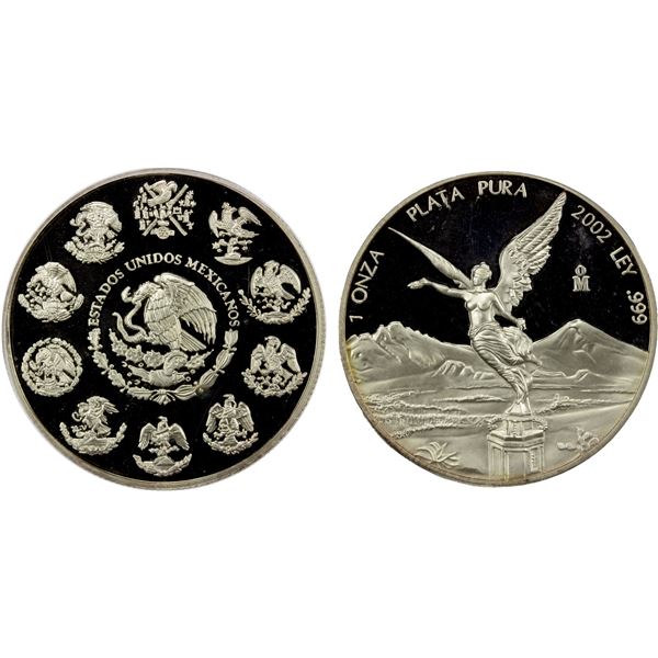 MEXICO: Estados Unidos, AR onza, 2002-Mo, PCGS Proof 68 DCAM