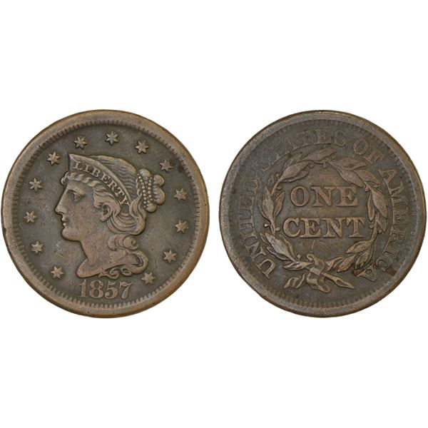 UNITED STATES: AE cent, 1857, VF