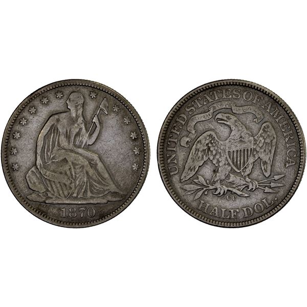 UNITED STATES: AR half dollar, 1870-CC, Fine