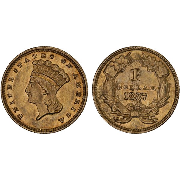 UNITED STATES: AV dollar, 1887, AU