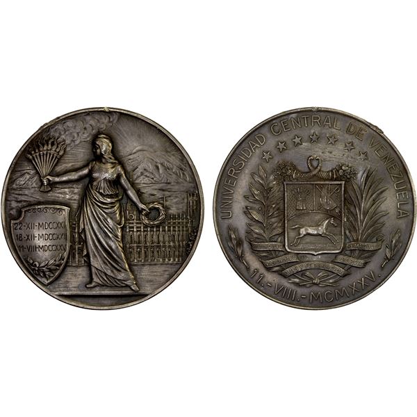 VENEZUELA: Republic, AR medal (71.57g), 1925, VF-XF