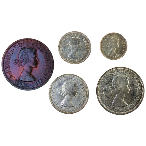 AUSTRALIA: Elizabeth II, 1952-2022, 5-piece proof set, 1956(m)