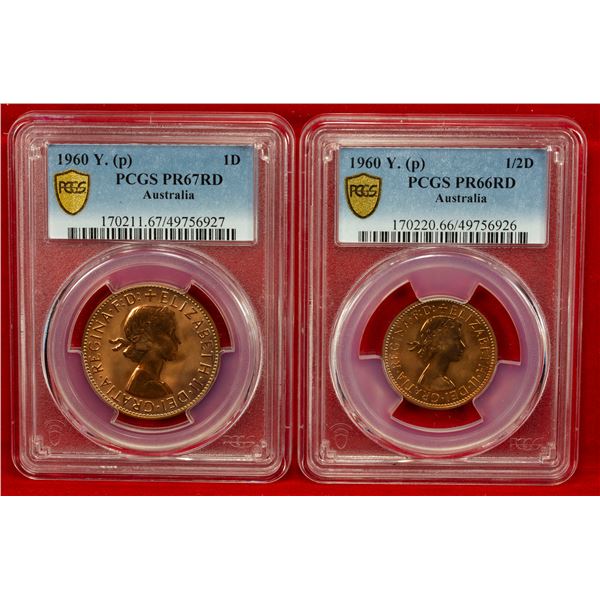 AUSTRALIA: Elizabeth II, 1952-2022, AE 2-piece proof set, 1960