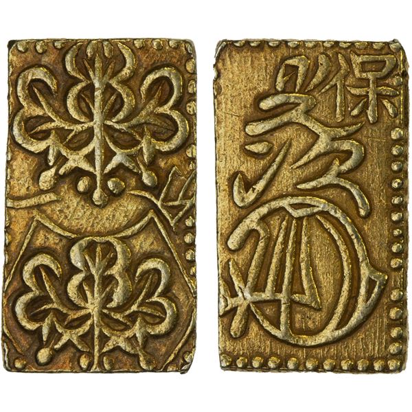 JAPAN: Tenpo, 1830-1844, AV bu (2.83g), Edo Mint, XF