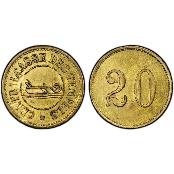 PALESTINE: Centralcasse, 20 para token, ND (1880-1917), PCGS MS62