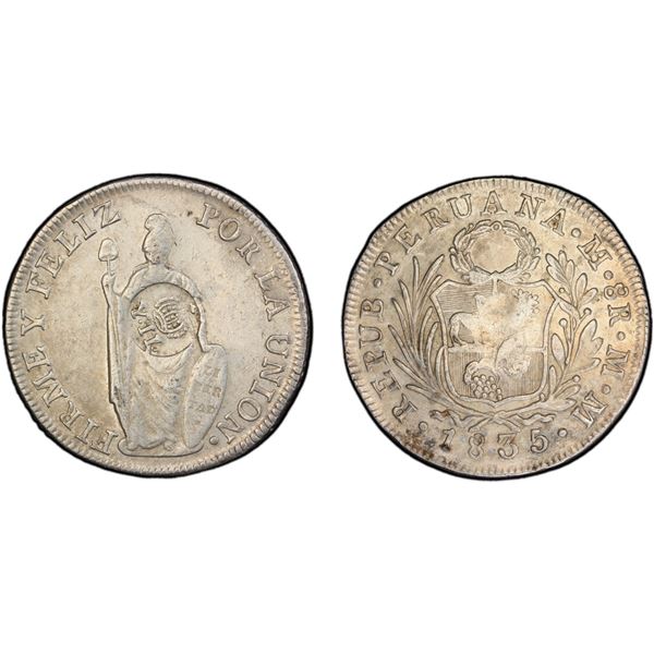 PHILIPPINES: Isabel II, 1833-1868, AR 8 reales, ND (1834-37), PCGS VF details, countermark XF detail