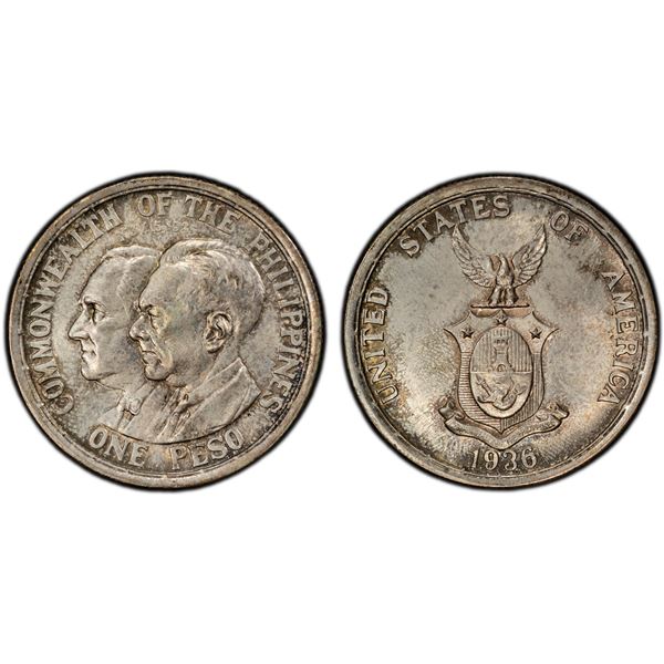 PHILIPPINES: Commonwealth, AR peso, 1936-M, PCGS MS65