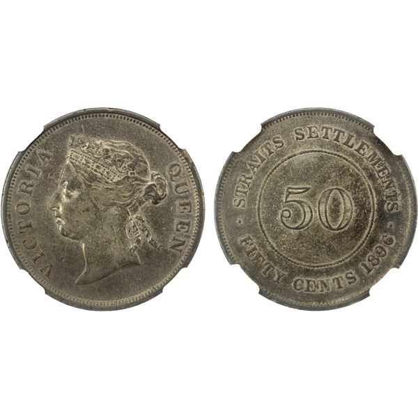 STRAITS SETTLEMENTS: Victoria, 1867-1901, AR 50 cents, 1896, NGC EF40