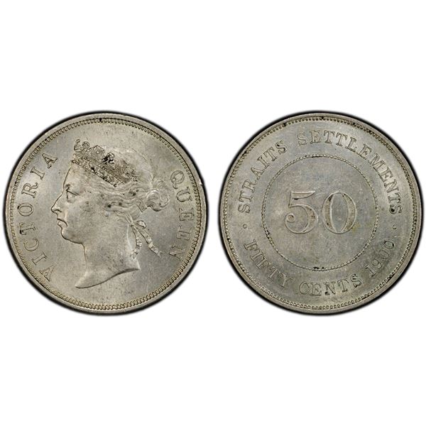 STRAITS SETTLEMENTS: Victoria, 1867-1901, AR 50 cents, London Mint, 1900, PCGS MS61