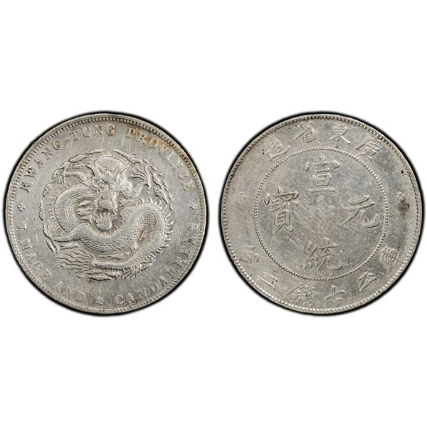 KWANGTUNG: Hsuan Tung, 1909-1911, AR dollar, Canton, ND (1909-11), PCGS XF details
