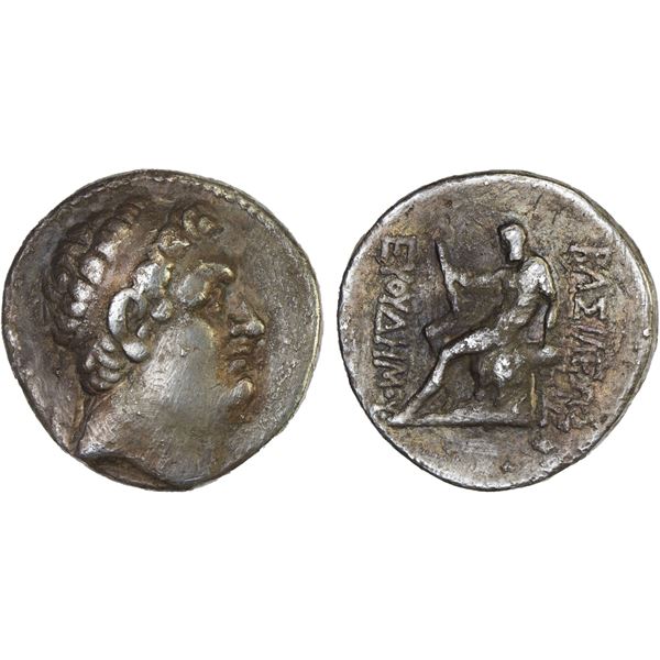 BACTRIA: Euthydemos I Theos Megas, ca. 230-200 BC, AR tetradrachm (15.99g), VF