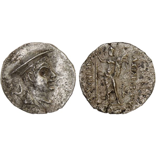 BACTRIA: Antimachos I Theos, ca. 185-170 BC, AR obol (0.66g), VF-XF