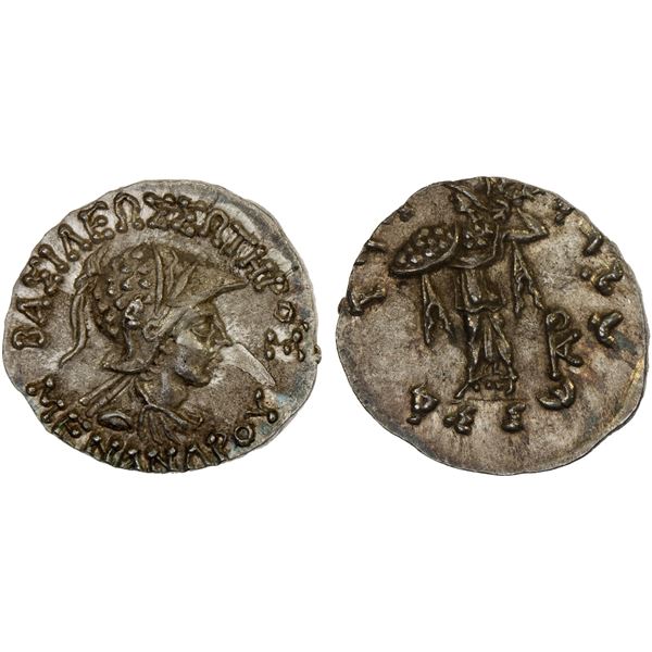 BACTRIA: Menander I Soter, ca. 155-130 BC, AR drachm (2.49g), AU-UNC