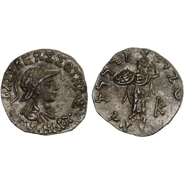 BACTRIA: Menander I Soter, ca. 155-130 BC, AR drachm (2.44g), Choice XF