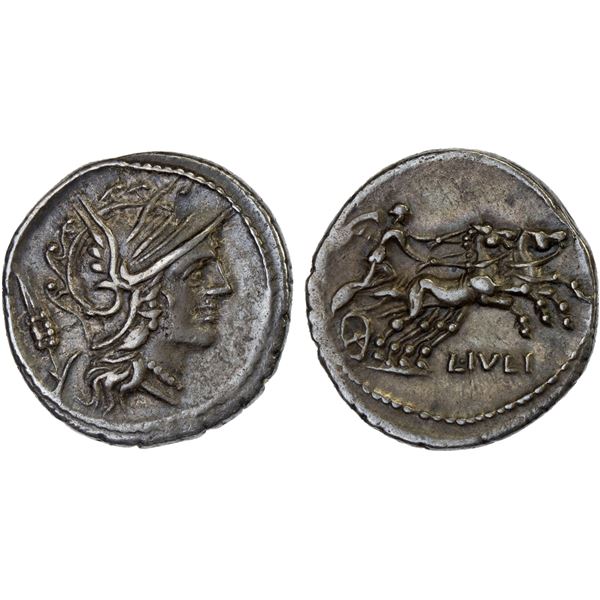 ROMAN REPUBLIC: L. Julius, AR denarius (3.94g), Rome, 101 BC, Choice VF