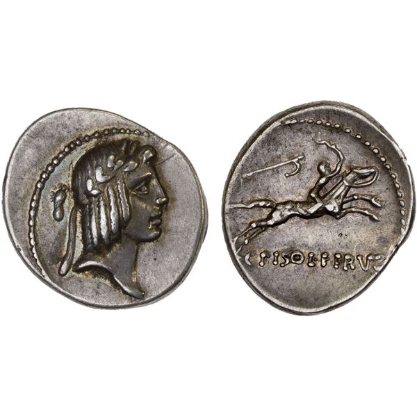ROMAN REPUBLIC: C. Calpurnius Piso Frugi, AR denarius (3.94g), Rome, 67 BC, VF-XF