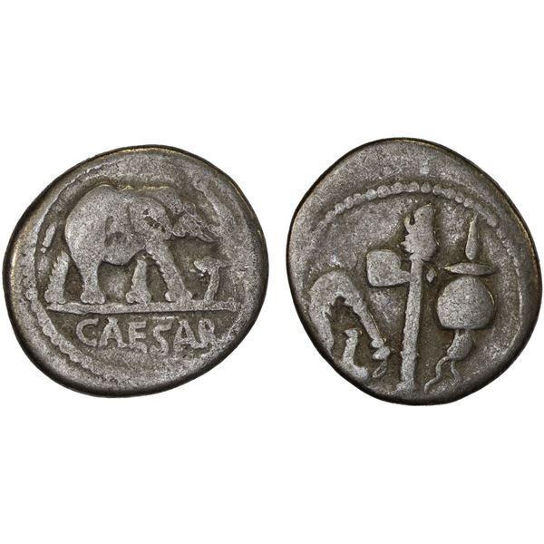 ROMAN IMPERATORIAL PERIOD: Julius Caesar, AR denarius (3.40g), travelling military mint, 49-48 BC, V