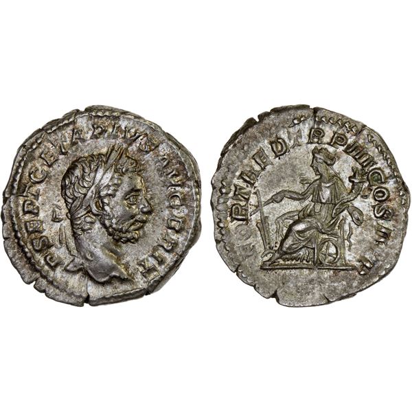 ROMAN EMPIRE: Geta, as augustus, 209-211 AD, AR denarius (3.33g), Rome, 211 AD, XF
