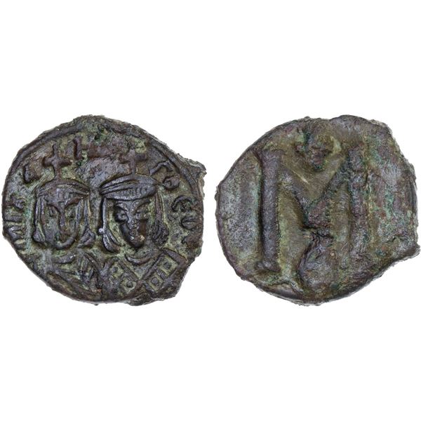 BYZANTINE EMPIRE: Michael II 'the Amorian', with Theophilus, 822-829, AE follis (4.15g), Syracuse, V