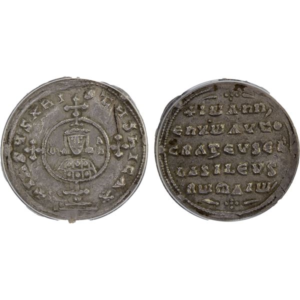BYZANTINE EMPIRE: John I Tzimiskes, 969-976, AR miliaresion (3.26g), ANACS EF45